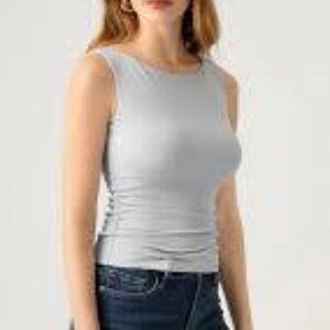 NWT OGL Eco-SkinKiss® Ruched Sides Boatneck Brami Medium Concrete